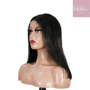 center wig natural black remy hair 2x6 lace closure straight bob human hair wig