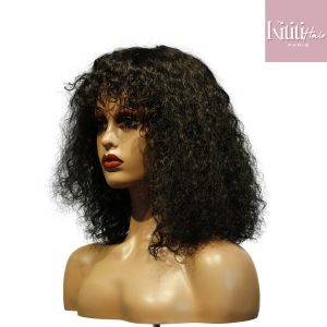 center wig machine made black wig remy hair tc047