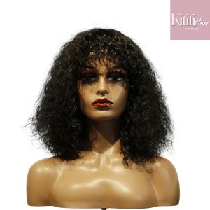 center wig machine made black wig remy hair tc047