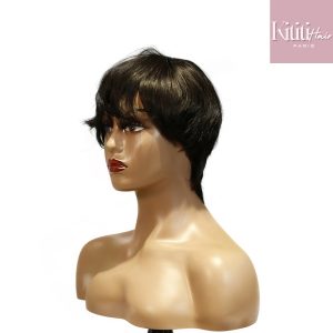 center wig machine made black wig remy hair h081