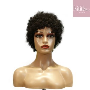 center wig machine made black wig remy hair h023