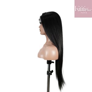 center wig natural black remy hair 6x7 lace closure straight human hair wig