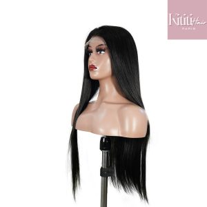 center wig natural black remy hair 6x7 lace closure straight human hair wig