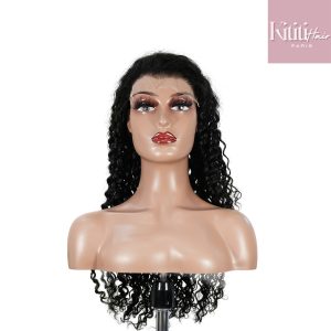 center wig natural black remy hair 6x7 lace closure deep wave human hair wig