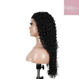 center wig natural black remy hair 6x7 lace closure deep wave human hair wig