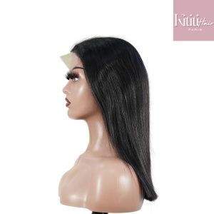center wig natural black remy hair 5x5 lace closure straight bob human hair wig