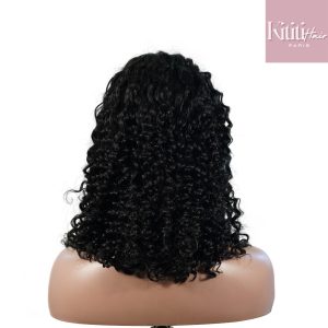 center wig natural black remy hair 2x6 lace closure deep wave bob human hair wig