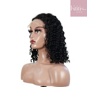 center wig natural black remy hair 5x5 lace closure jerry curly 12 inch bob human hair wig