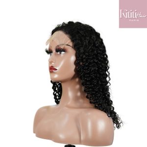 center wig natural black remy hair 5x5 lace closure jerry curly human hair wig