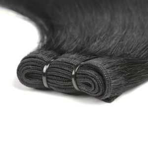 center wig remy hair black straight bundles laotian weaving