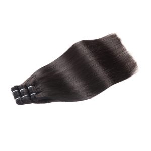 center wig natural black asian double drawn straight hair bundles