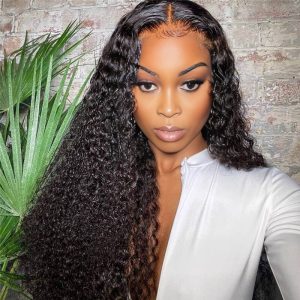 center wig 13x4 kinky curly lace front wig natural black remy hair